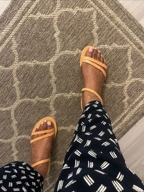 Women's Tan Strappy Ankle-Sling Sandals